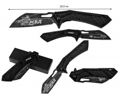 Складной нож «МВД - Наша служба и опасна и трудна» - отличный нож со складным клинком из прочной углеродистой стали 3Cr13 (57 HRC). Держит заточку при активной эксплуатации в лесу и в быту. Экстремально низкая цена по акции! №33