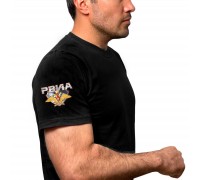 Стильная черная футболка с термотрансфером РВиА