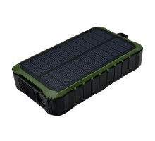 Тактический Power Bank на 12000 mAh с солнечной панелью и динамо-машиной (Олива) №584