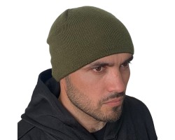Оливковая однотонная мужская шапка №4