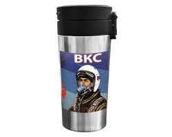 Термокружка ВКС с виниловой наклейкой. Колба - пищевая сталь, объем - 300 мл, время сохранения температуры - 3-5 часов