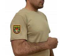 Трендовая футболка хаки-песок с термотрансфером Танковые Войска