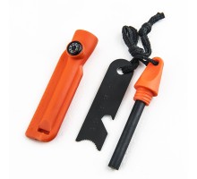 Туристическое огниво с аварийным набором 6-в-1 - В комплекте качественное огниво, компас, свисток, линейка, открывашка, гаечный ключ. Небольшой, но крайне полезный многофункциональный инструмент для походов, рыбалки, кемпинга №2(101)