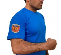 Васильковая футболка с термопринтом 