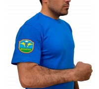 Васильковая футболка с термотрансфером 