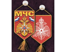 Вышитый вымпел в машину спасателя МЧС - стильный двухсторонний аксессуар на присоске №357