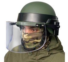 Нашлемное баллистическое забрало M88 - Съемное забрало устанавливается на бронешлемы и является важным элементом, защищающим лицо от попадания пистолетных пуль и осколков. Соответствует классу защиты NIJ IIIA. Толщина защитного экрана – 8 мм №61