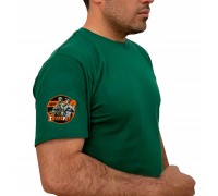 Зелёная футболка с гвардейским термотрансфером ЛДНР 