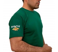 Зелёная футболка с термопринтом РВСН на рукаве