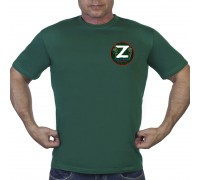 Зеленая футболка с термотрансфером 