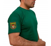 Зеленая трендовая футболка с термотрансфером Танковые Войска