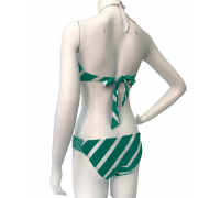 Зеленый купальник RIPCURL с белыми полосками и лифом-бандо