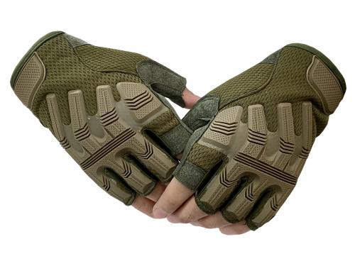 Тактические перчатки беспалые хаки-олива