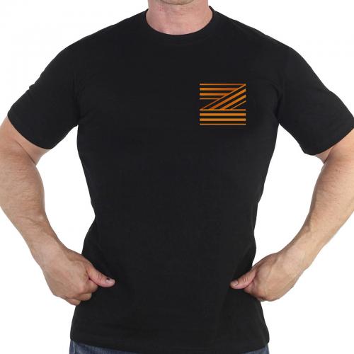 Чёрная футболка с гвардейским термотрансфером Z