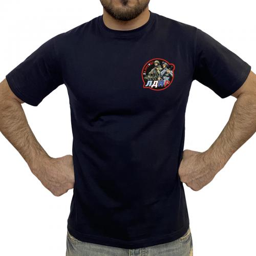 Тёмно-синяя футболка с термотрансфером ЛДНР "Zа праVду"