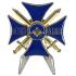 Синий крест "За службу на Кавказе" на подставке