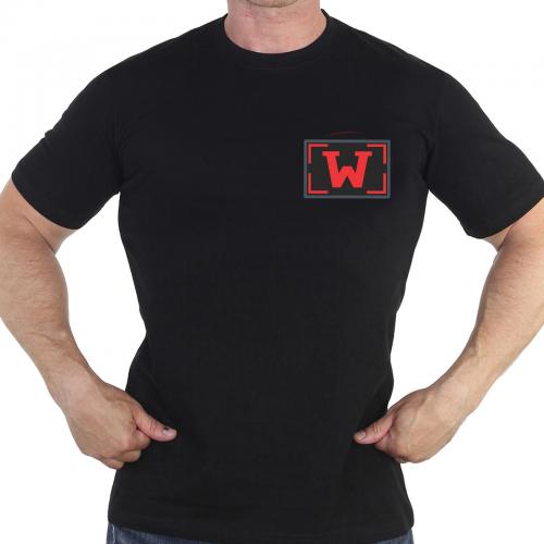 Чёрная футболка с термотрансфером W